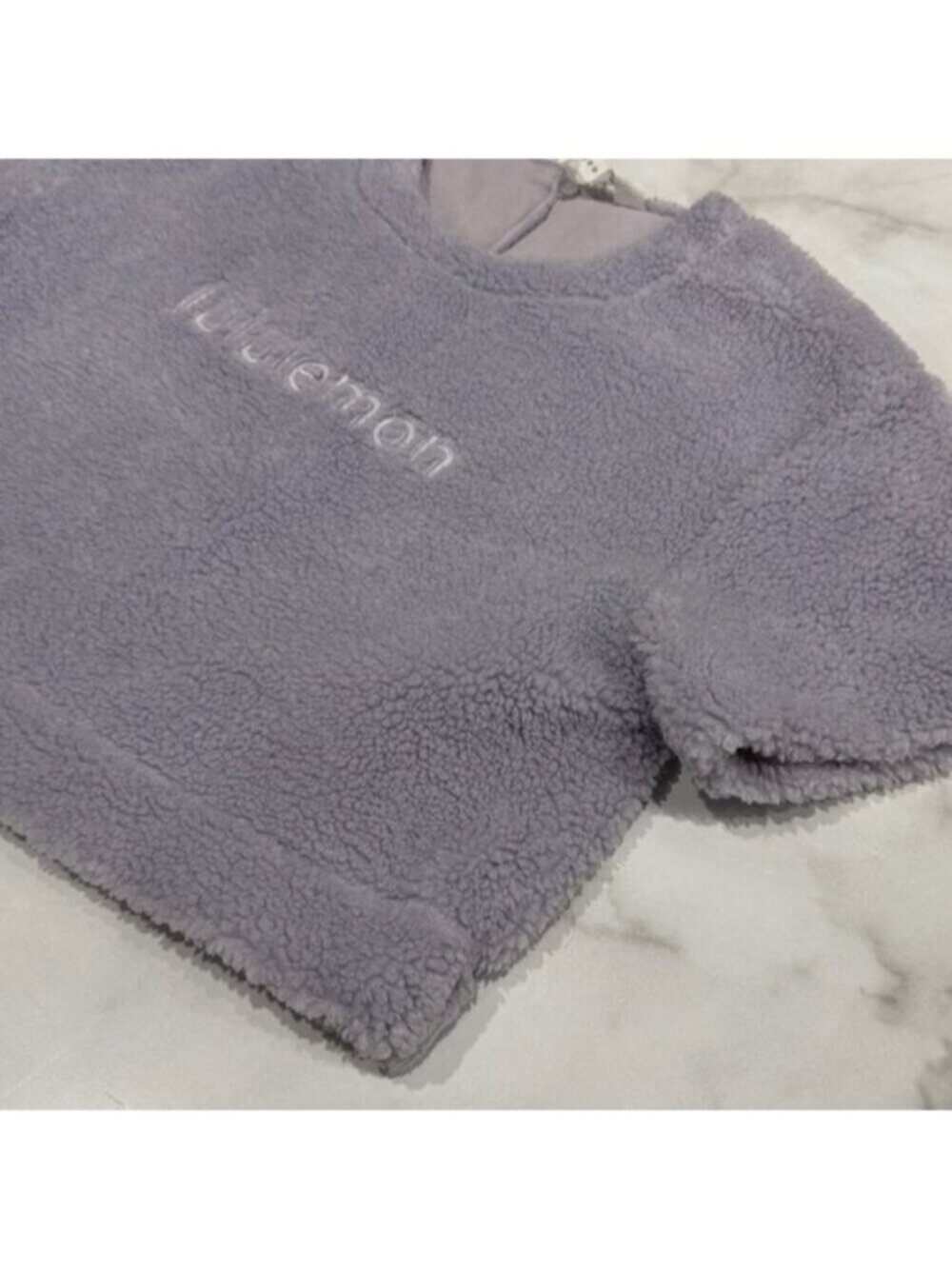 Lululemon Women's Lavender Textured Fleece Embroidered Logo Sleeve Shirt Size 6 - Picture 6 of 11